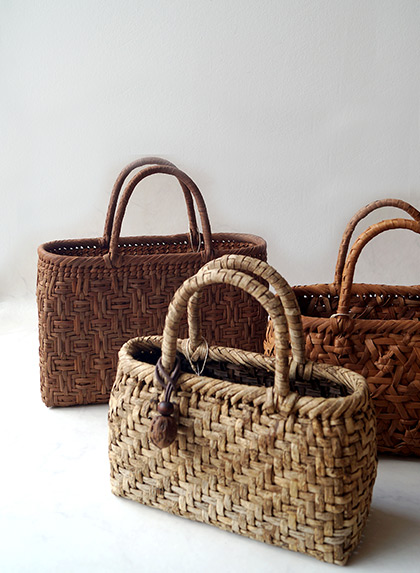 胡桃 かごバッグ くるみかごバッグ 内布あり 網代編み 焦げ茶