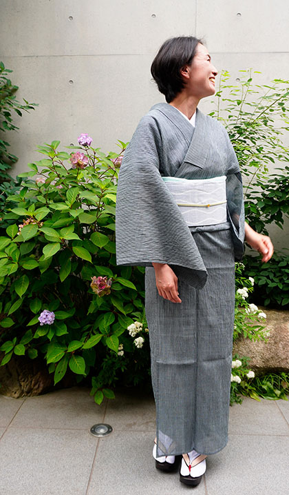 越後上布 麻 藍染 （商品検索 - 銀座きもの青木｜長く大切に着続けて 
