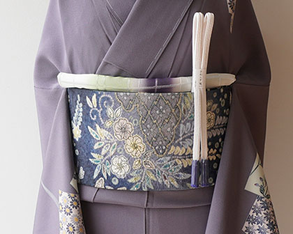京袋帯 なごや帯 夢バラ 刺繍 黒 お太鼓柄 名古屋帯 一重太鼓