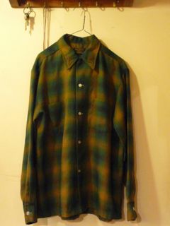60~70s 「Sears」 ombre check rayon shirt 60s-70s Sears ombre check rayon shirt