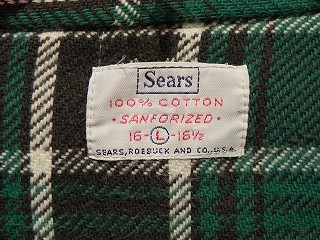 60s Sears HEAVY FLANNEL SHIRT L | panagorias 古着屋ブログ通販
