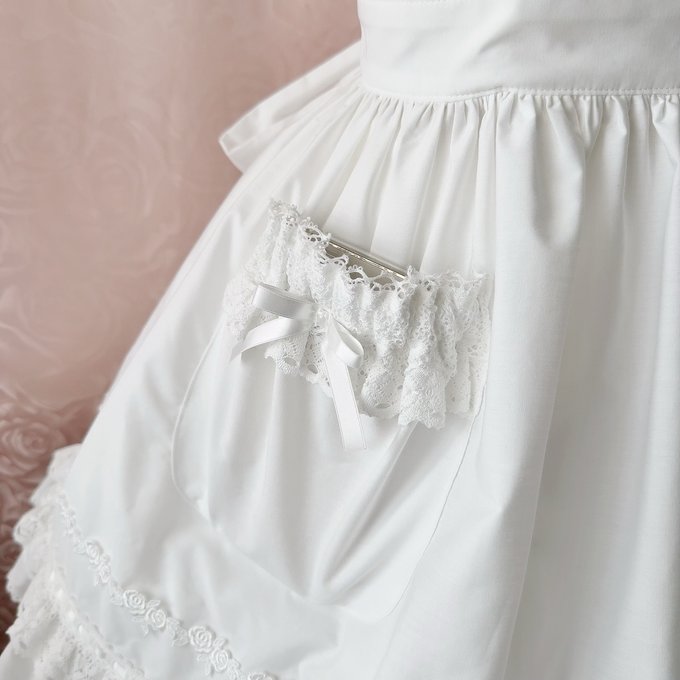 受注 2wayピンタックレースエプロン