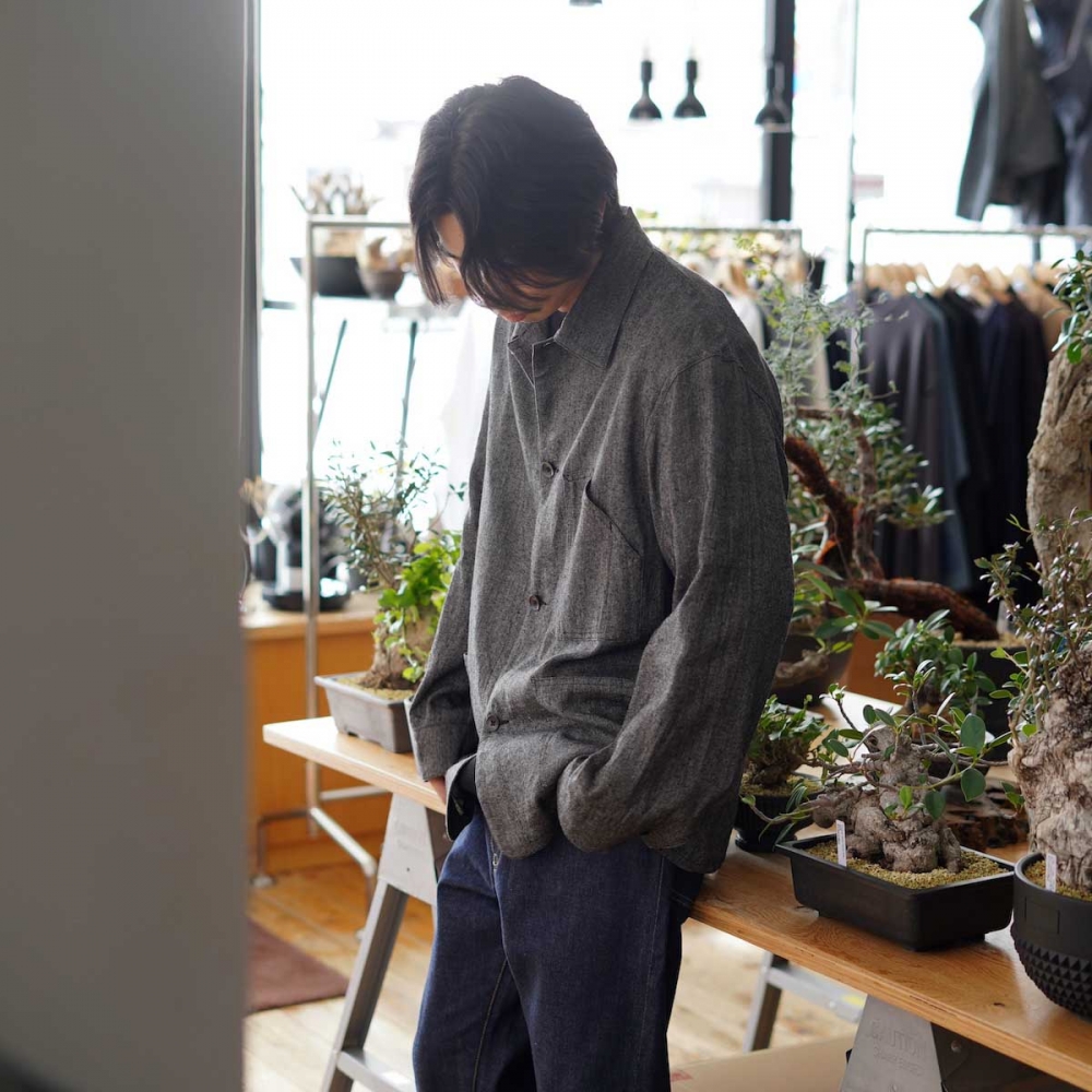 ブラームス blurhms size3 シルクリネンジャケット Blurhms Silk Linen Work Jacket , Rose Grey – Navyblue