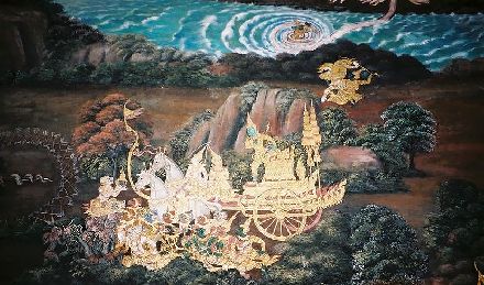 タイ版「ラーマヤナ」(インドの神話的な話）ラーマキエンの壁画