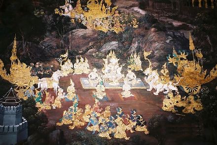タイ版「ラーマヤナ」(インドの神話的な話)ラーマキエンの壁画 | 「世界の切手と海外写真」店長ブログ!
