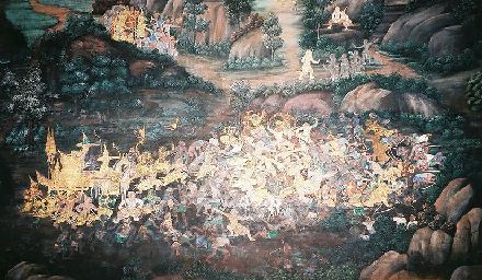 タイ版「ラーマヤナ」(インドの神話的な話）ラーマキエンの壁画
