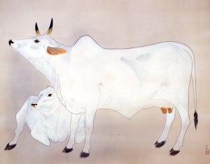 奥村土牛、【鶴】、希少画集画より、状態良好、新品高級額装付 Yahoo!オークション - 奥村土牛 「聖牛」 希少な画集より 新品