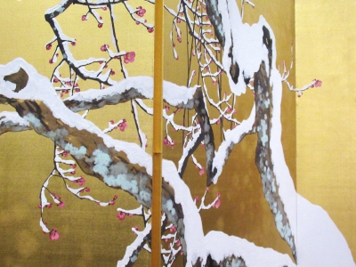 油彩画 自作絵画 真筆 浮世絵風富士山 堀口 守
