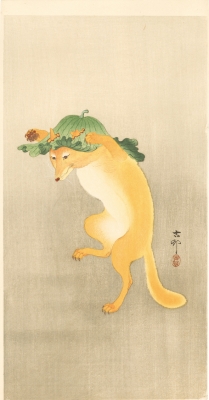 版画】狐と紅葉の和風イラスト 額縁付き 浮世絵風 一点物 - メルカリ