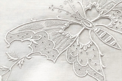 【保証書付】 フランス製 アンティーク白刺繍レース セット/ 刺繍図案 LA コレクション