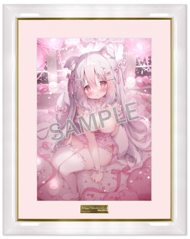 桃豆こまもち　サイン入り缶バッジ ブレンドリームイラストシリーズ -『Happy Celebration』に 〝桃豆こま