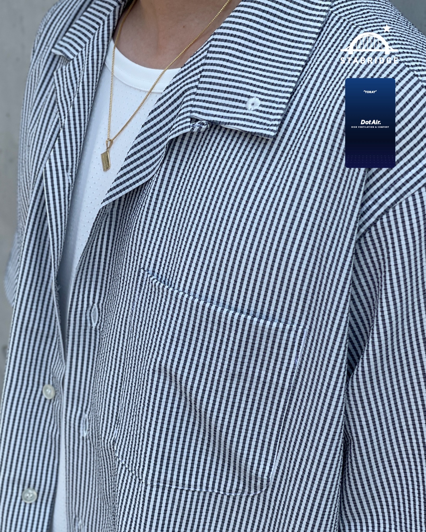 トップス STABRIDGE DotAir OPEN COLLAR S/S SHIRTS STABRIDGE