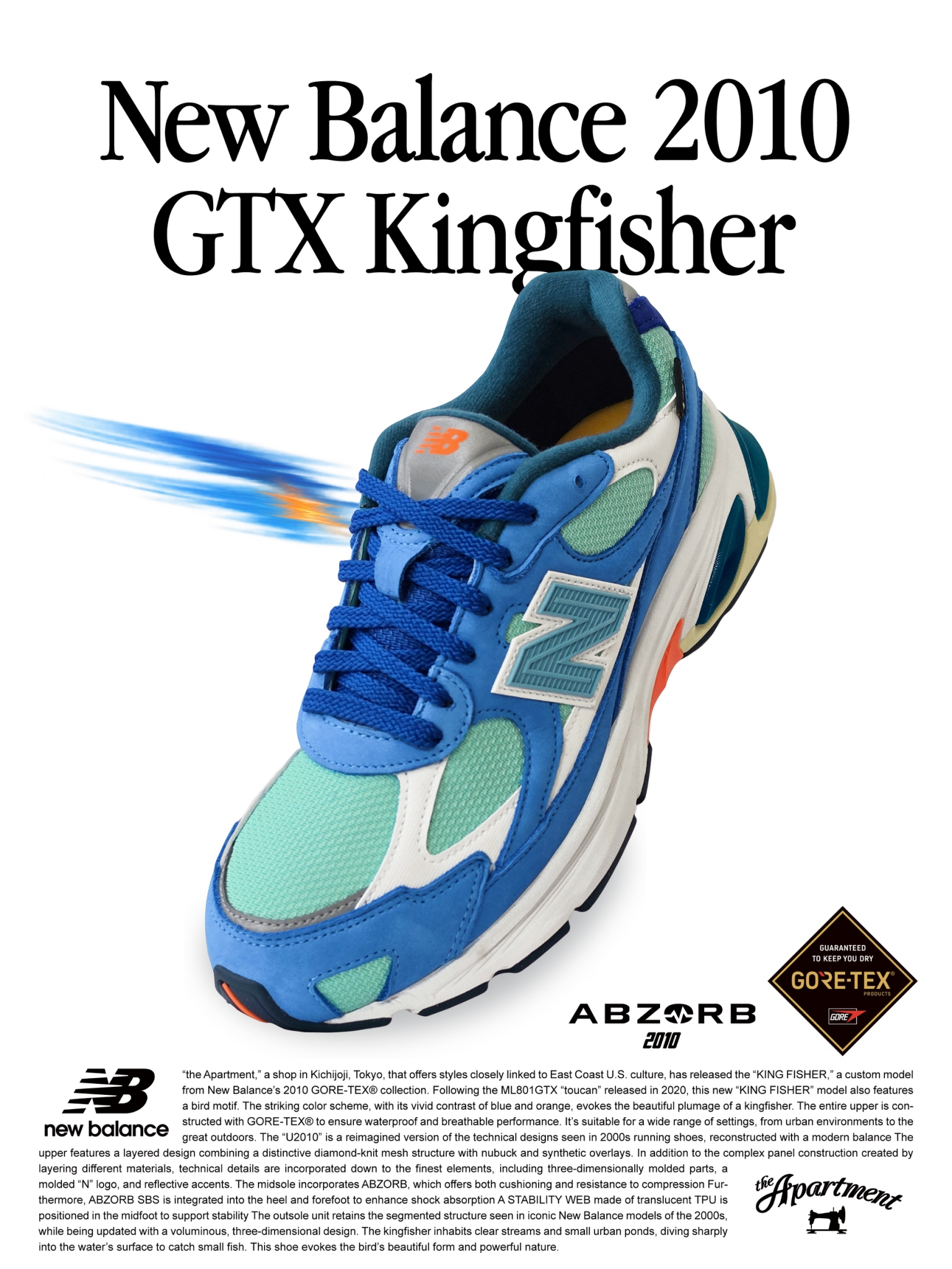 10/31発売｜the Apartment × New Balance 2010 376 GORE-TEX "Kingfisher"｜抽選/販売/定価情報 1枚目