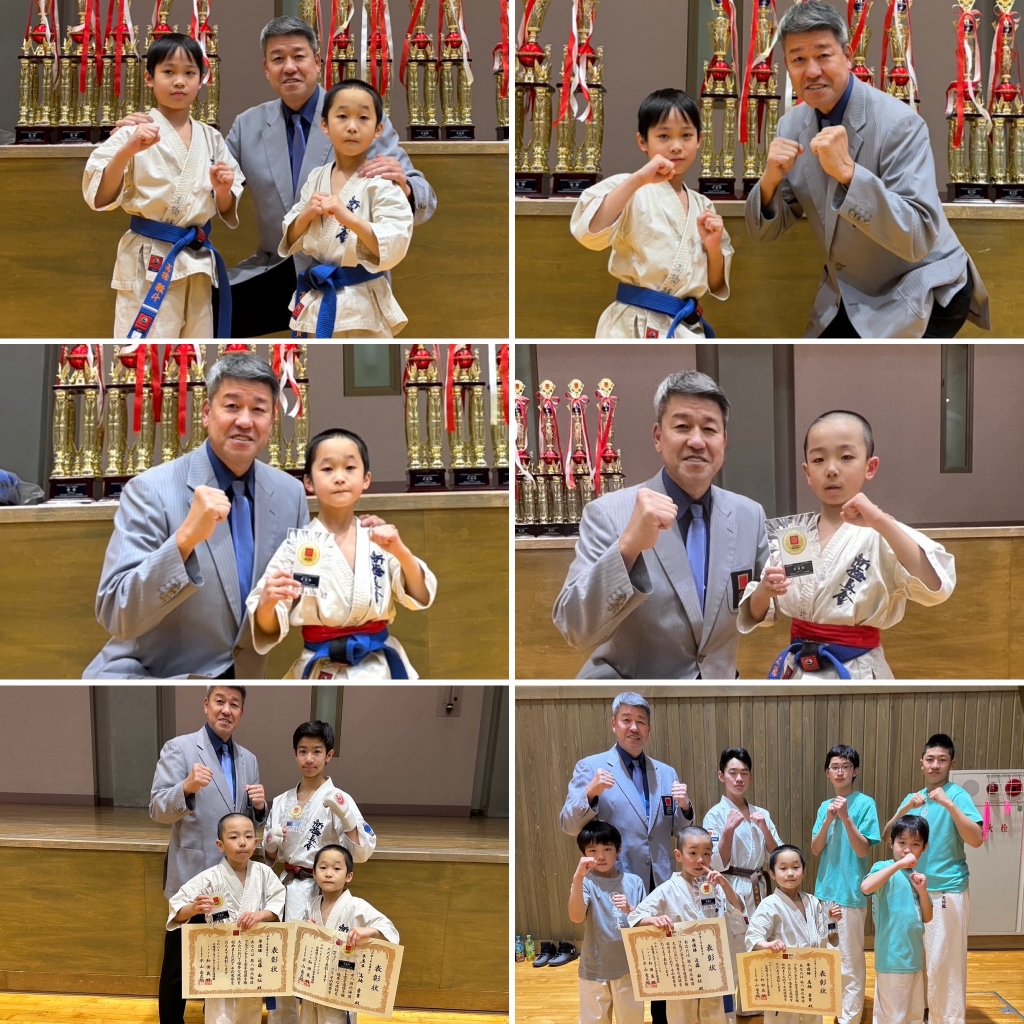 大会入賞者と外舘師範　記念撮影