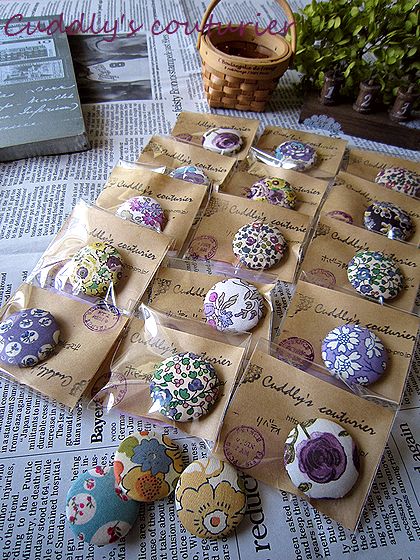 17】再販リバティプリント使用ハンドメイドヘアゴムくるみボタン3個