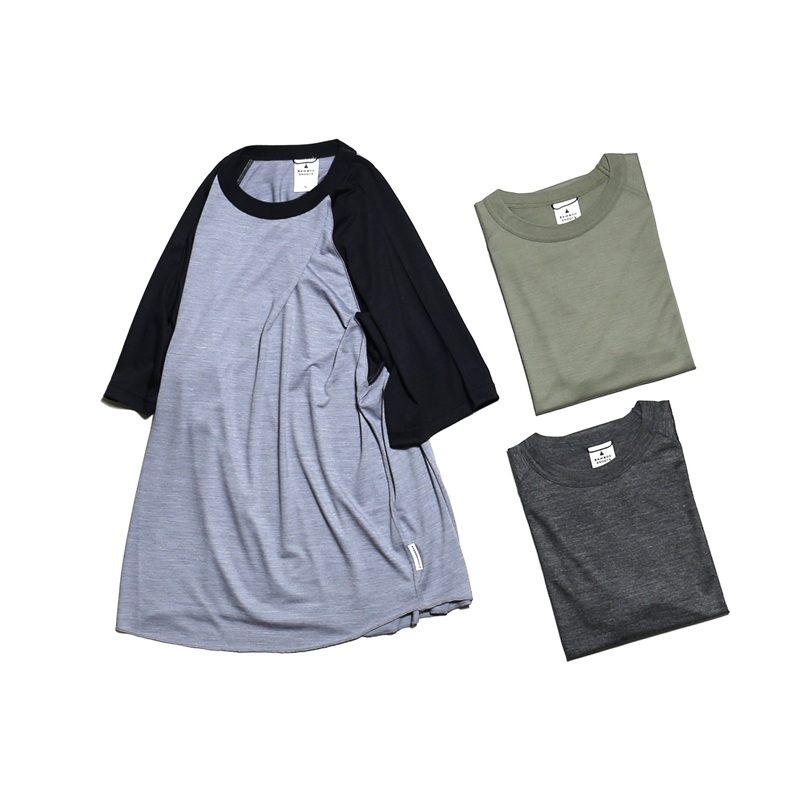 BAMBOO SHOOTS MERINO WOOL 1/2 BASEBALL TEE & LONG SLEEVE HOODIE 
