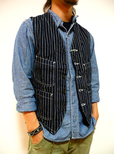 シュガーケーン　ワークベスト　40 Lot No. SC12795 / 9oz. BLACK COVERT WORK VEST - SUGAR CANE