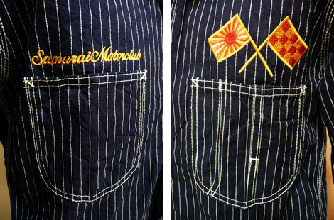 サムライ自動車倶楽部 SM100ST11 STRIPE DENIM ALL IN ONE | Lua