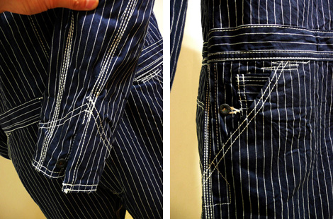 サムライ自動車倶楽部 SM100ST11 STRIPE DENIM ALL IN ONE | Lua
