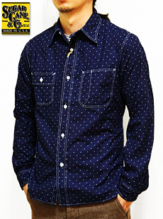 SUGAR CANE 奬  FICTION ROMANCESC25675 4.5oz STAR DOT WORK SHIRT ɥåȥ