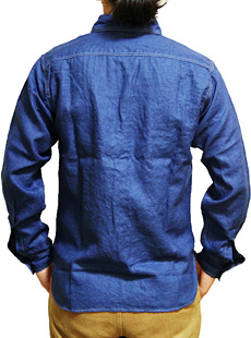 Sugar Cane Light 奬饤ȡSC25985LINEN INDIGO CANVAS WORK SHIRT ͥ󥤥ǥХ