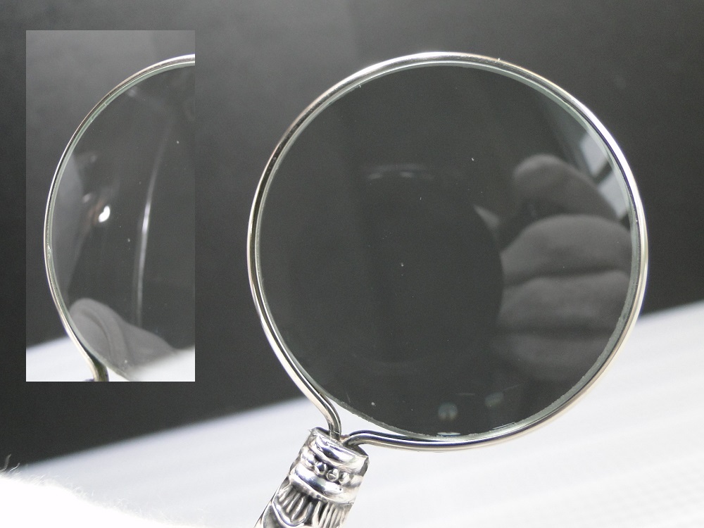 純銀製のハンドルの虫眼鏡 ルーペ イギリス Birmingham 1905年 英国