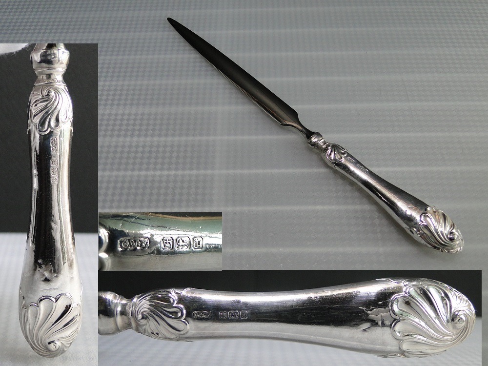 純銀製のハンドルのレターナイフ・ペーパーナイフ・レターオープナー