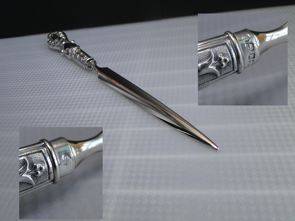 純銀製のハンドルのレターナイフ・ペーパーナイフ